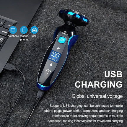 Mens Electric Shaver Razor Wet Dry Rotary Cordless USB Rechargeable Charging