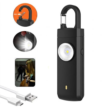 Personal Security Alarm Loud Keychain 130dB USB Emergency Security Protect Alert Black