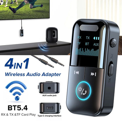 Bluetooth 5.4 Audio Adapter 4in1 Wireless Receiver Transmitter 3.5mm Aux TF Card