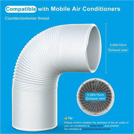 1.5M Flexible Exhaust Hose Tube Pipe For Portable Air Conditioner Vent Duct 15cm