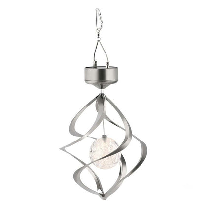 Solar Powered Spiral Wind Spinner Color Changing LED Light Wind Chimes Lamp