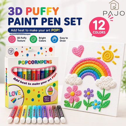 Christmas Cards Pens  3D Magic Popcorn Pens Puffy Paint Bubble Pen 3D Art Pens 12pcs