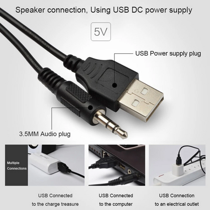 Surround 3D Sound System Speakers Gaming Bass USB Wired for Desktop Computer