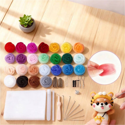 25Color Needle Felting Kit Multi Colour Mat for DIY Craft Art Projects Starter Set