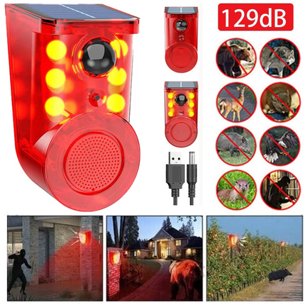 Solar Alarm LED Light Solar Strobe Light Wireless Motion Sensor Detector Outdoor