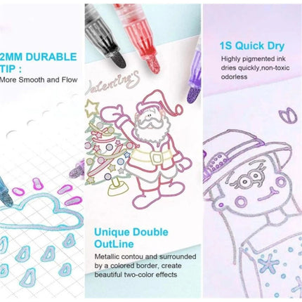12/24/48PCS Outline Pens Metallic Coloring Lightstick Graffiti Pen Xmas Gifts