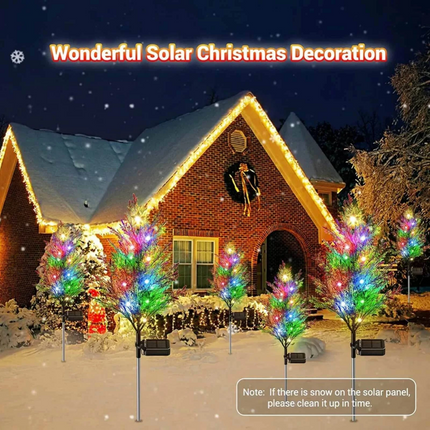 2Pcs Solar Garden Lights Waterproof LED Pine Tree Stake Lamp Garden Lawn Yard Decor