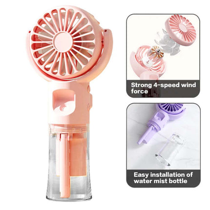Portable Handheld Misting Fan Water Spray Fan 4 Adjustable-Speed Personal-Fan