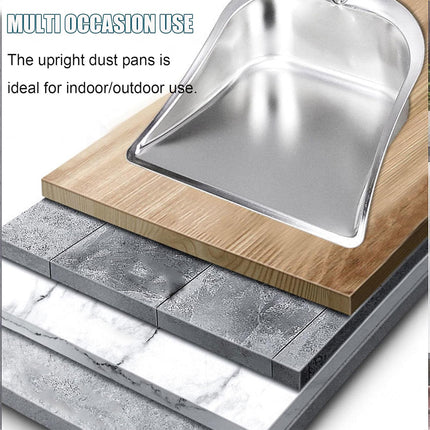 Stainless Steel Broom and Dustpan Set with Long Handle, Upright Heavy Duty