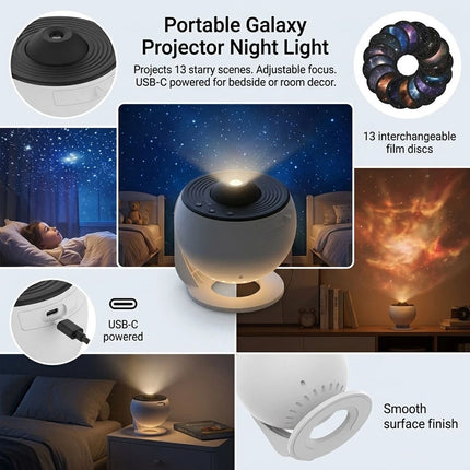 Night Light 13in1 Projector Galaxy Starry Sky LED Star Lamp Rotating Planetarium