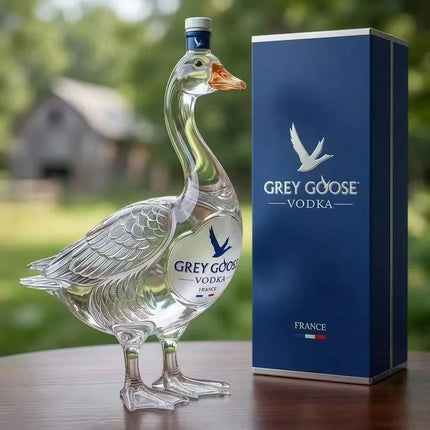 3D Sculpted Grey Goose Glass Whiskey Bottle for Home Bar Tabletop