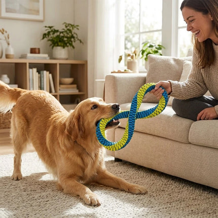 Nordsprite Dental Cleaning Tug Toy for Dogs,Washable Figure-8 Double-Loop Design