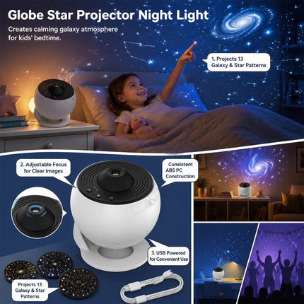 Night Light 13in1 Projector Galaxy Starry Sky LED Star Lamp Rotating Planetarium