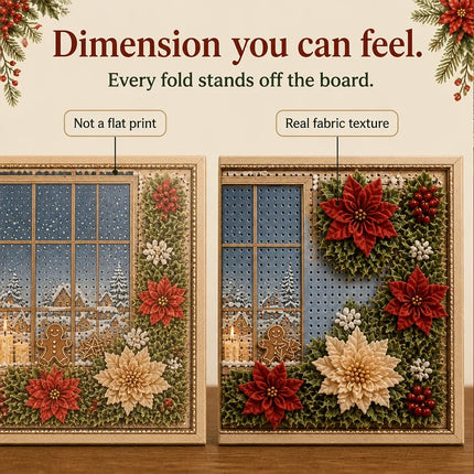 3D Christmas Fabric Poke Art Kit, DIY Needle Punch Craft Set with Frame Decor Wreath Set