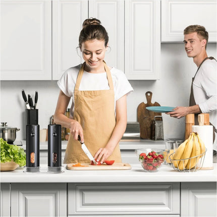 2pc Electric Salt And Pepper Grinder Set, Rechargeable Salt And Pepper Mill