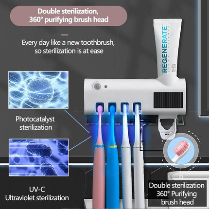 Toothbrush Holder Sensor UV Sanitizer Automatic Toothpaste Dispenser Squeezer