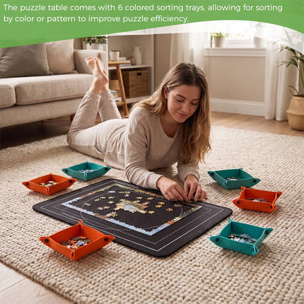 1000pcs Tilting Puzzle Board With 2-in-1 Designed Stand Cover Felt Mat 6 Trays