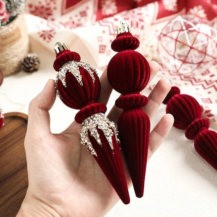 11Pcs Sparkling Christmas Tree Flocking Pendant Kit Hanging Decorations Christmas