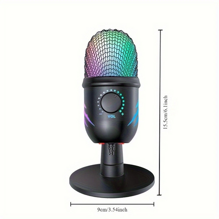 USB Microphone Noise Cancellation Condenser RGB Gaming Mic for PC Laptop Android