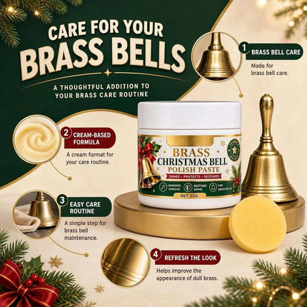 2Pcs Brass Bell and Copper Polish Cream with Sponge, for Christmas Bell Tarnish