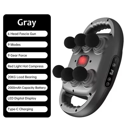 6-Head Electric Percussion Massager with 9 Modes & 9 Intensity Levels