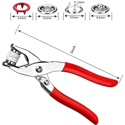 200PCS/Set Snaps Fasteners Sewing Buttons Metal Press Studs Tools Kit Plier Snap