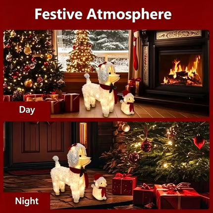 Christmas Lights 60 LEDs Fairy Light 2pcs Dog Decorations Set Xmas Party Home