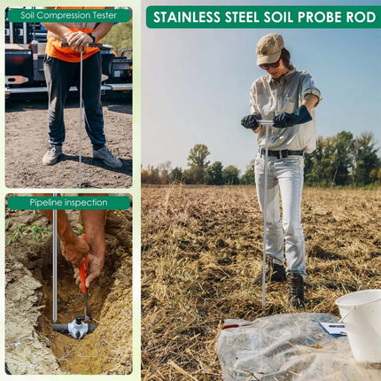 Stainless Steel Soil Probe Rod Height Adjustable Ground Probe Rod with T qrXdC·