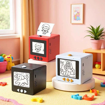 Smart AI Voice Sticker Printer Box | Magic Thermal Sticker Maker w/ 3 Roll Paper