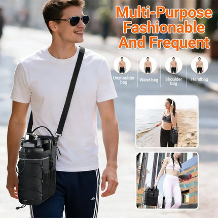 Portable  Gym Bag Water Bottle Holder Crossbody Sling Chest Bag Workout