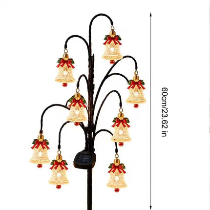 Magical Solar Christmas Stake Lights With Auto-On Weatherproof Garden Pathway Xmas Bell Light