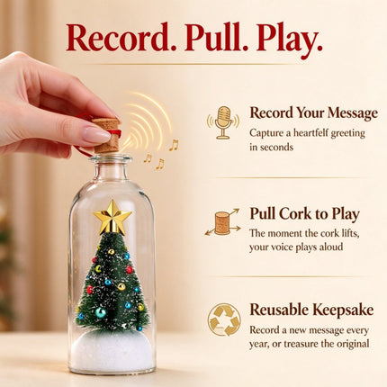 Christmas Tree Message in a Bottle with LED Voice Recording Message Decors  （1PCS Green）