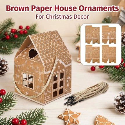 24PCS Gingerbread House Christmas Boxes Cute House Shaped for Xmas Gift Boxes
