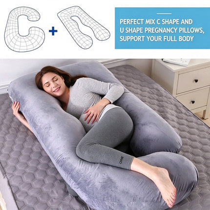 J-Shaped Pregnancy Maternity Pillow Removable Washable Cover 70 x 145cm