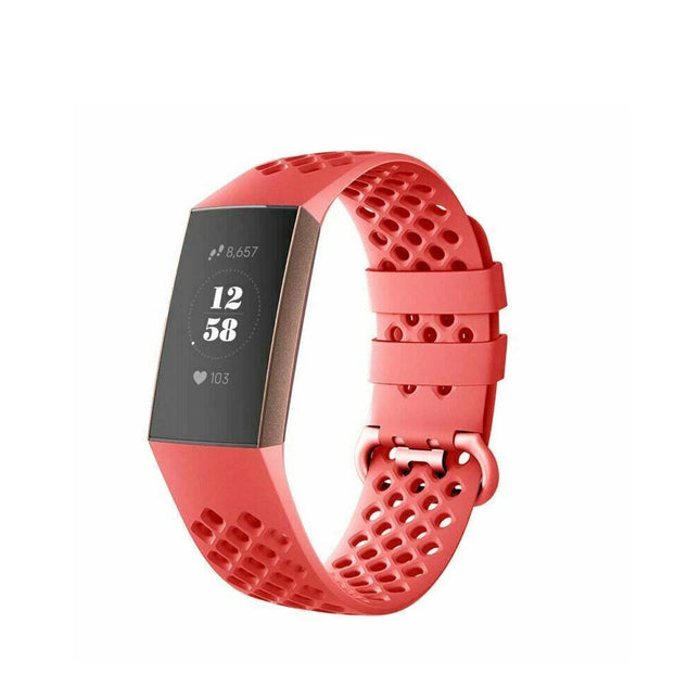 Fitbit Charge 3 4 Watch Soft Silicone Sports Replacement Band Wrist Strap Red