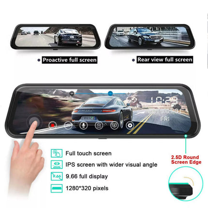10 Inch Dash Camera Rear View Mirror Full HD 1080P Dual Lens Loop Recording Pro