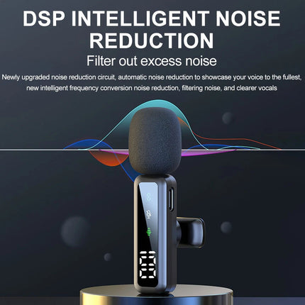 Wireless Lavalier Microphone For Phone Android iPhone Vlog Live Stream Mini Mic