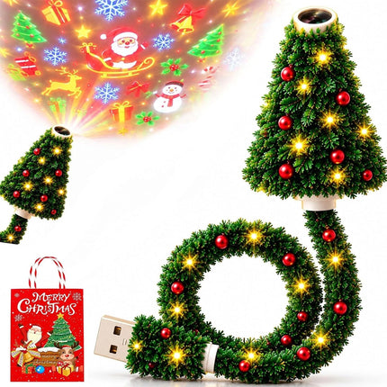 Christmas Projector Light Plug USB Christmas Tree Projector with 6 Festive Scene