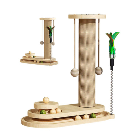 Cat Scratcher Board Oval Turntable Toy Scratching Post Interactive Pet Furniture