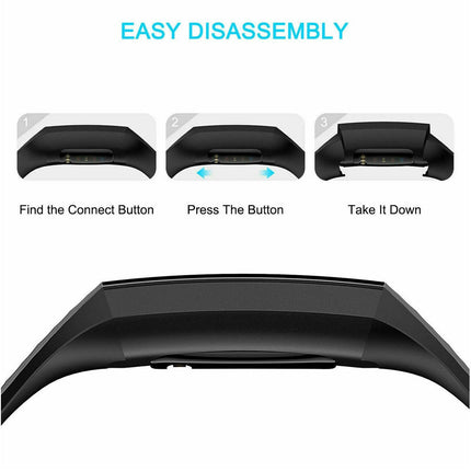 Fitbit Charge 3 4 Watch Soft Silicone Sports Replacement Band Wrist Strap Black