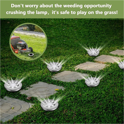 12 Solar Powered LED Buried Inground Recessed Light Garden Outdoor Deck Path