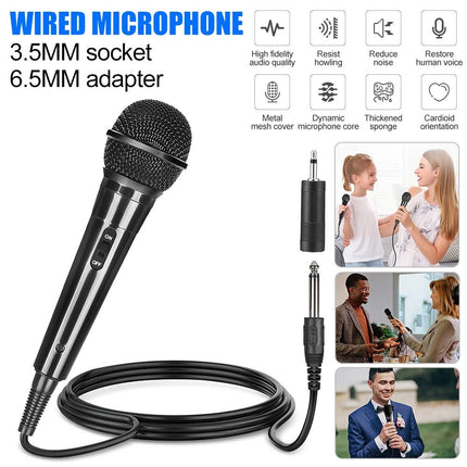Handheld Wired Microphone Cardioid Dynamic Vocal Mic with 3M Cable for Karaoke