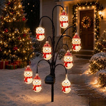 Magical Solar Christmas Stake Lights With Auto-On Weatherproof Garden Pathway Scarf Snowman Light