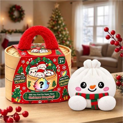Christmas White bun with scarf Dumpling Ploofs Rainbow Plush Edition with Steamer
