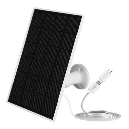 Solar Panel for Outdoor Security Camera, 5V 3W with Micro USB & Type-C Adapter Black