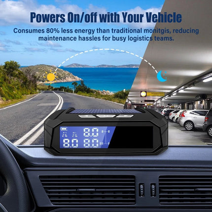 Solar Wireless TPMS Car Tire Tyre Pressure Monitor Monitoring System & 6 Sensors