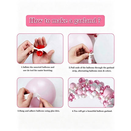95Pcs Pink White Balloon Garland Arch Kit, Balloon Decorations for Wedding Birthday Party