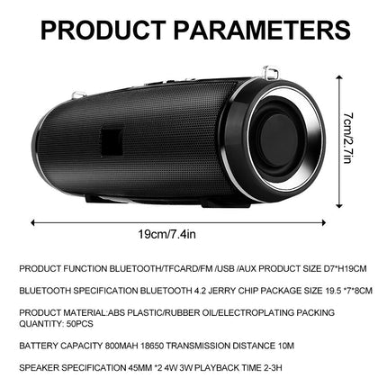 200W Portable Bluetooth Speaker IPX2 Waterproof Outdoor HIFI Pillar Speaker Subw