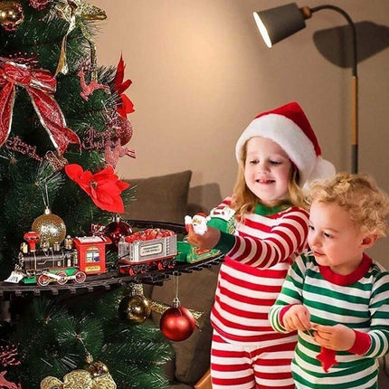 Battery Operated Toy Train With Light & Sound Around Christmas Tree Track Set Steam Train