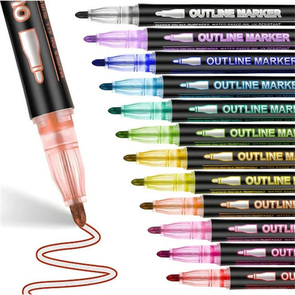 12/24/48PCS Outline Pens Metallic Coloring Lightstick Graffiti Pen Xmas Gifts